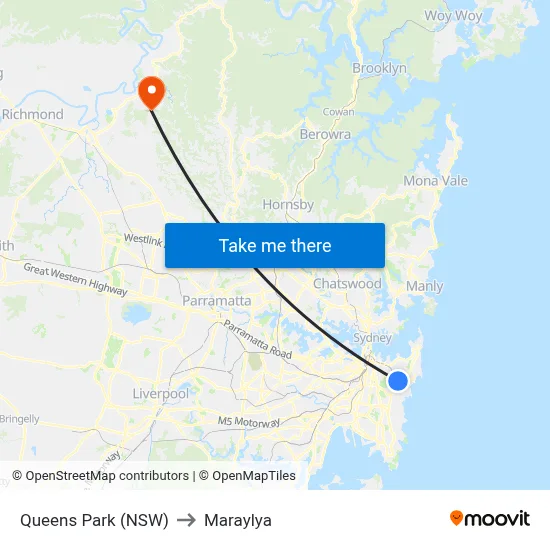 Queens Park (NSW) to Maraylya map