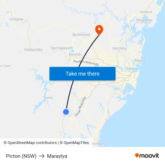 Picton (NSW) to Maraylya map