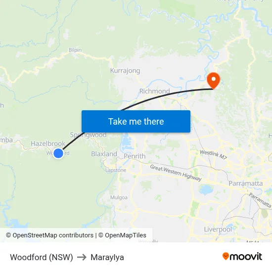 Woodford (NSW) to Maraylya map