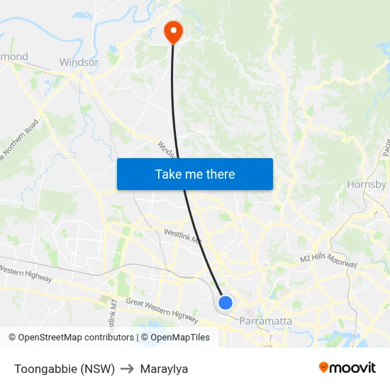 Toongabbie (NSW) to Maraylya map