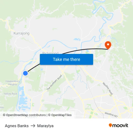Agnes Banks to Maraylya map