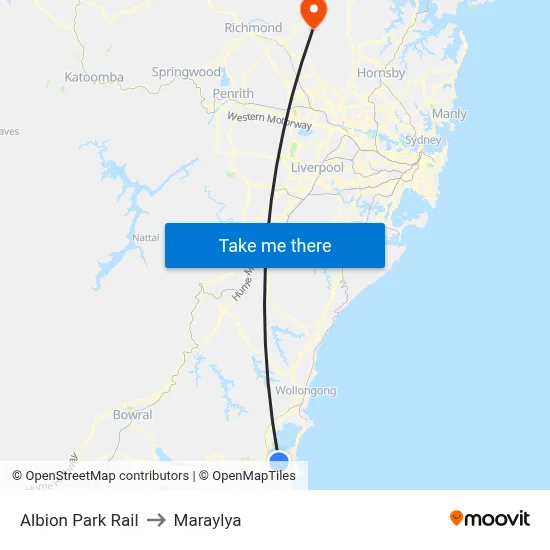 Albion Park Rail to Maraylya map