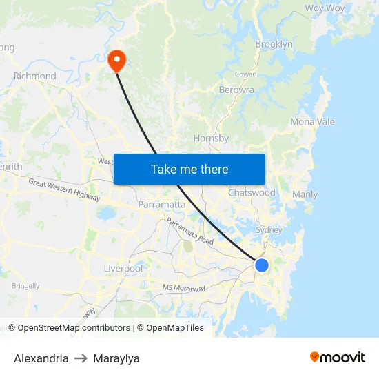 Alexandria to Maraylya map