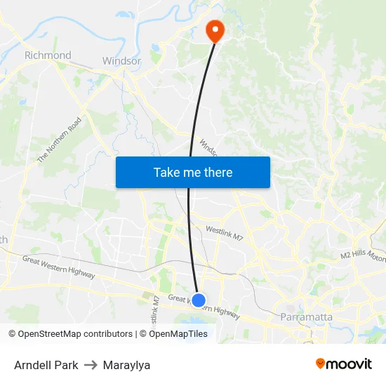 Arndell Park to Maraylya map