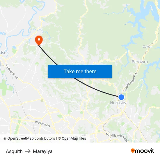 Asquith to Maraylya map