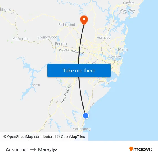 Austinmer to Maraylya map