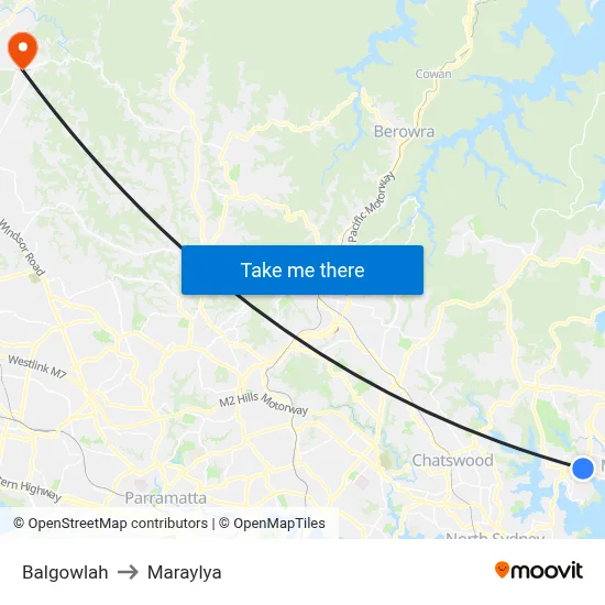 Balgowlah to Maraylya map
