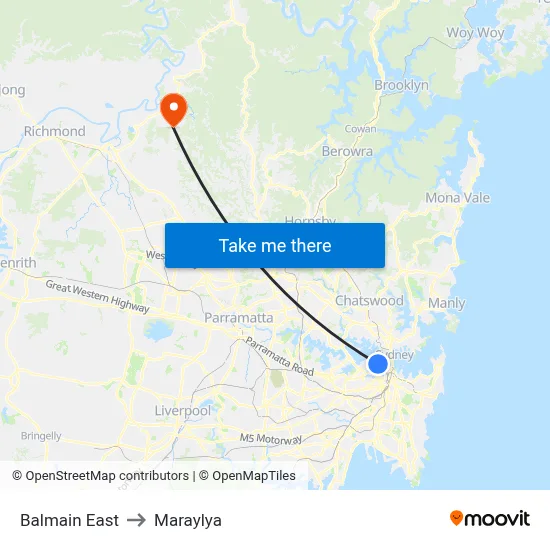 Balmain East to Maraylya map