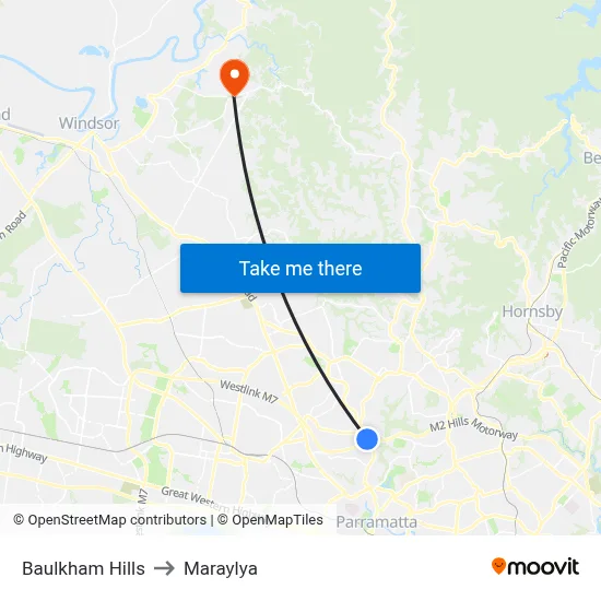 Baulkham Hills to Maraylya map