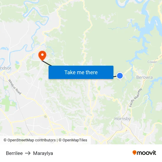 Berrilee to Maraylya map