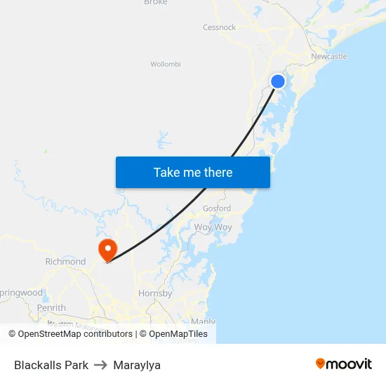 Blackalls Park to Maraylya map