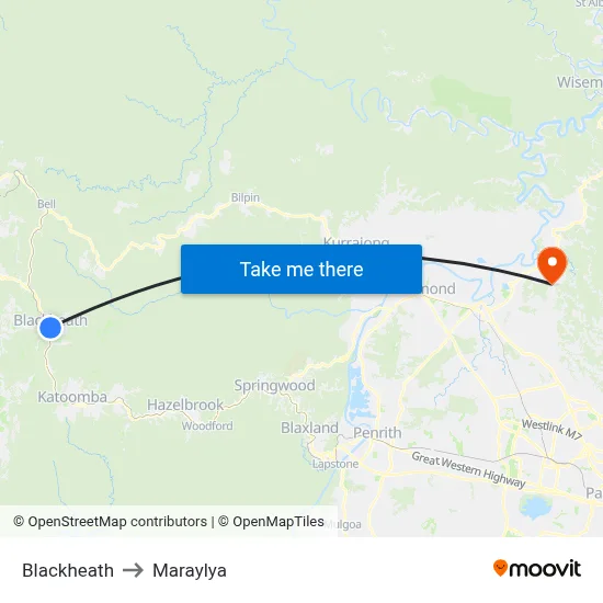 Blackheath to Maraylya map