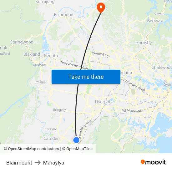 Blairmount to Maraylya map