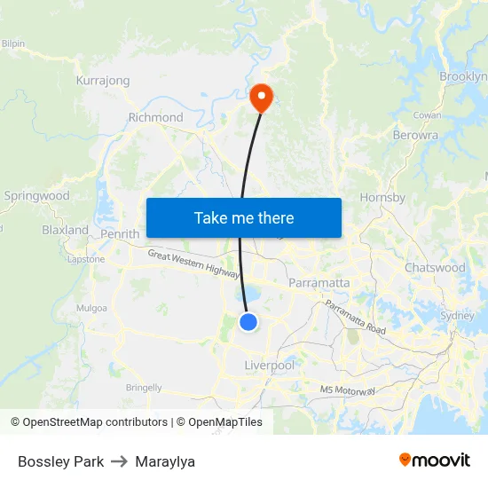 Bossley Park to Maraylya map