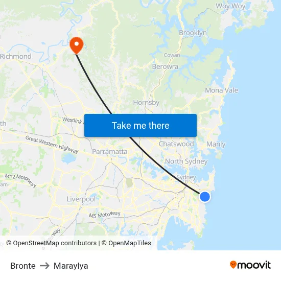 Bronte to Maraylya map