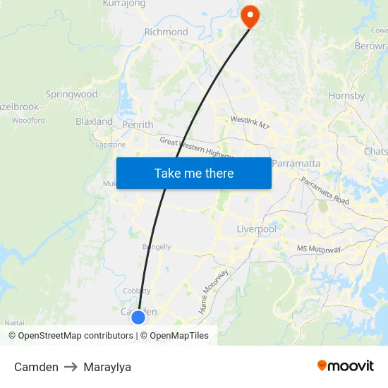 Camden to Maraylya map