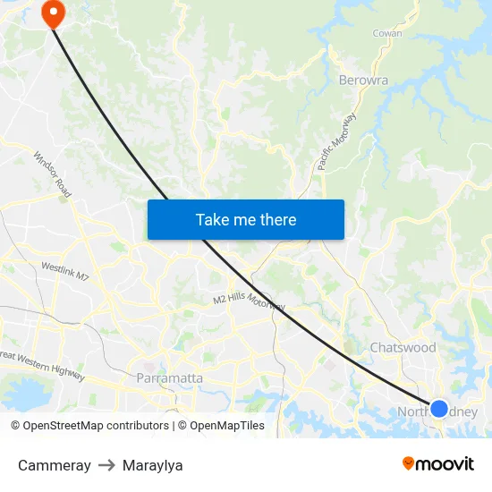 Cammeray to Maraylya map