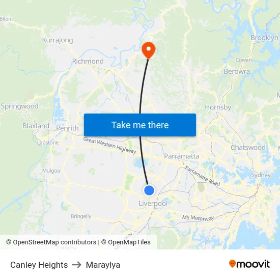 Canley Heights to Maraylya map
