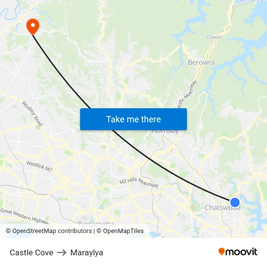Castle Cove to Maraylya map