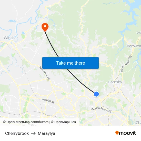 Cherrybrook to Maraylya map