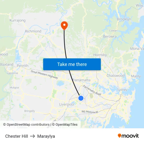 Chester Hill to Maraylya map