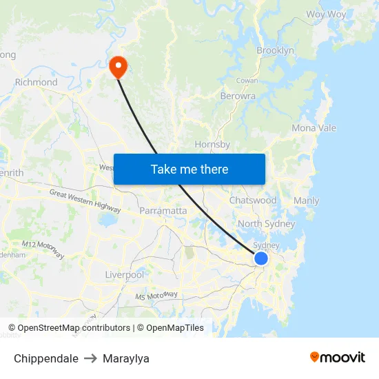 Chippendale to Maraylya map