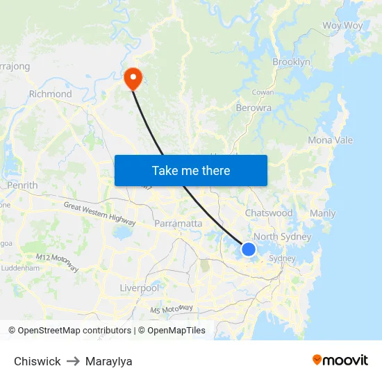 Chiswick to Maraylya map