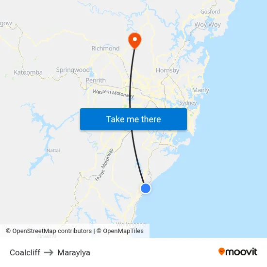 Coalcliff to Maraylya map