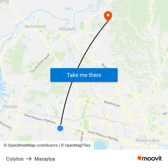Colyton to Maraylya map