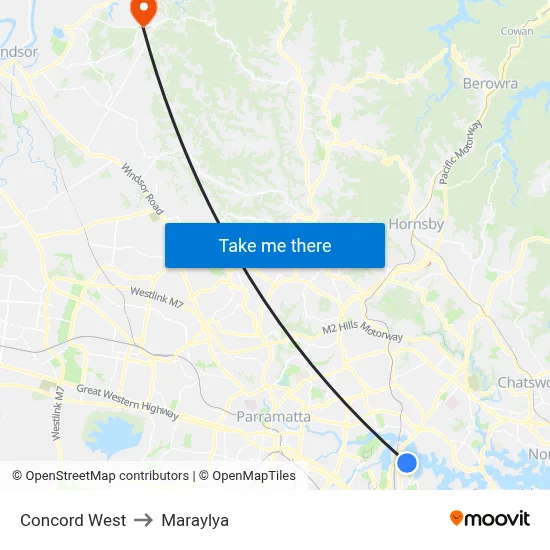 Concord West to Maraylya map