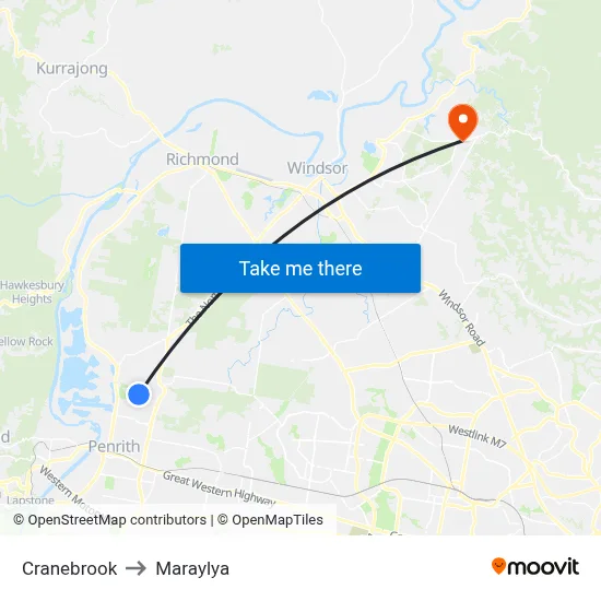 Cranebrook to Maraylya map