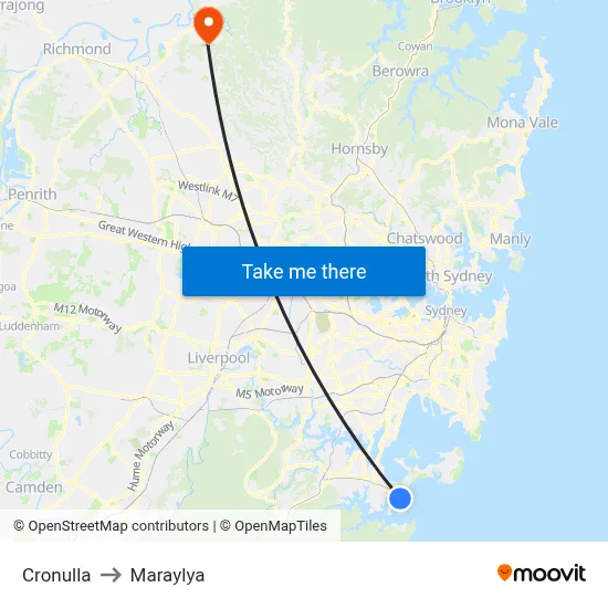 Cronulla to Maraylya map