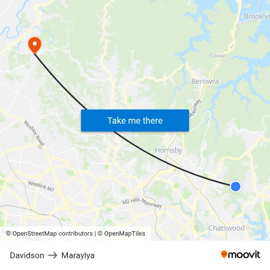 Davidson to Maraylya map