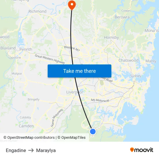 Engadine to Maraylya map