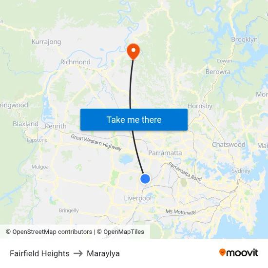 Fairfield Heights to Maraylya map