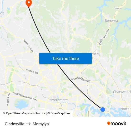 Gladesville to Maraylya map