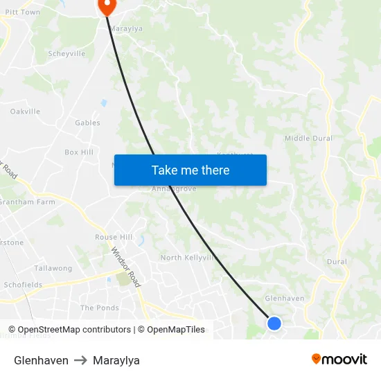 Glenhaven to Maraylya map