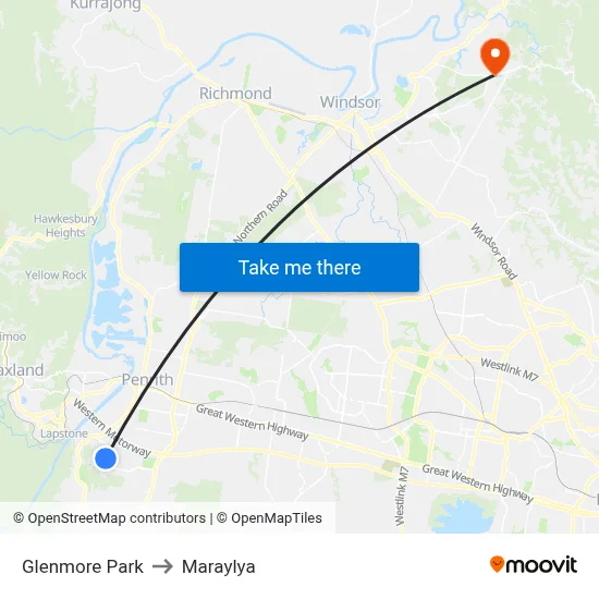 Glenmore Park to Maraylya map