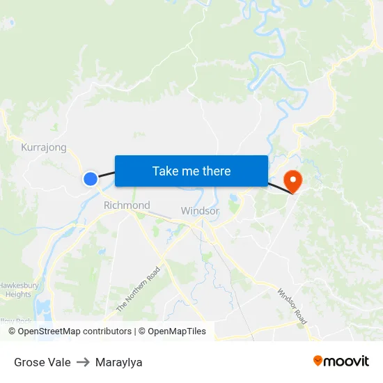 Grose Vale to Maraylya map