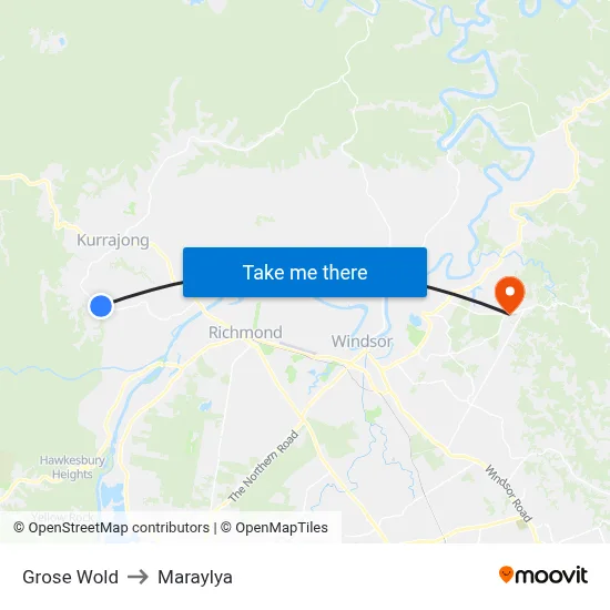 Grose Wold to Maraylya map