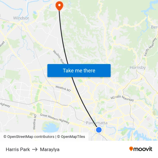 Harris Park to Maraylya map