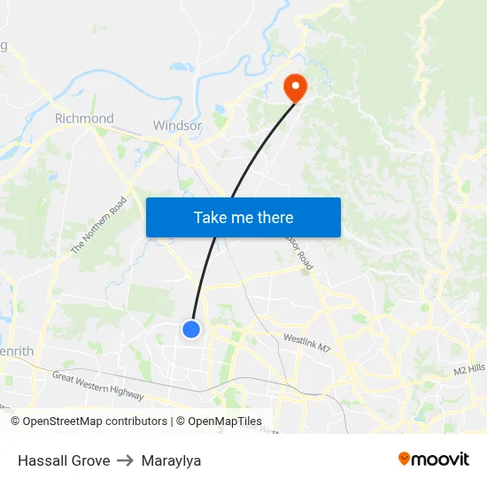 Hassall Grove to Maraylya map