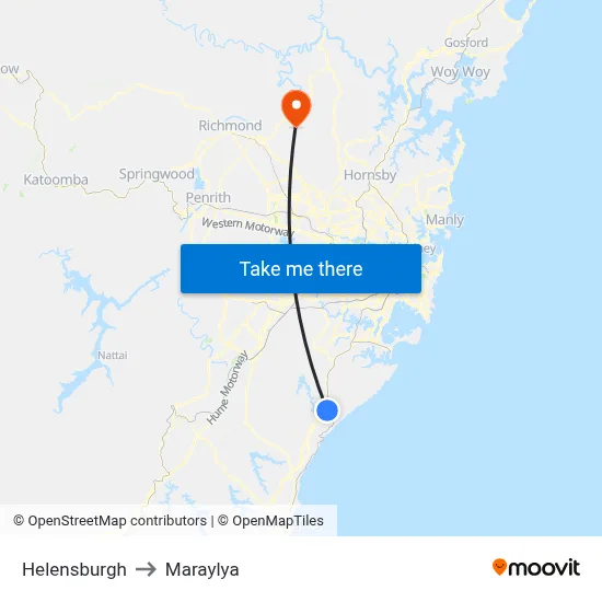 Helensburgh to Maraylya map