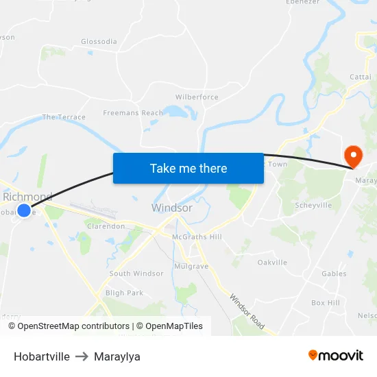 Hobartville to Maraylya map