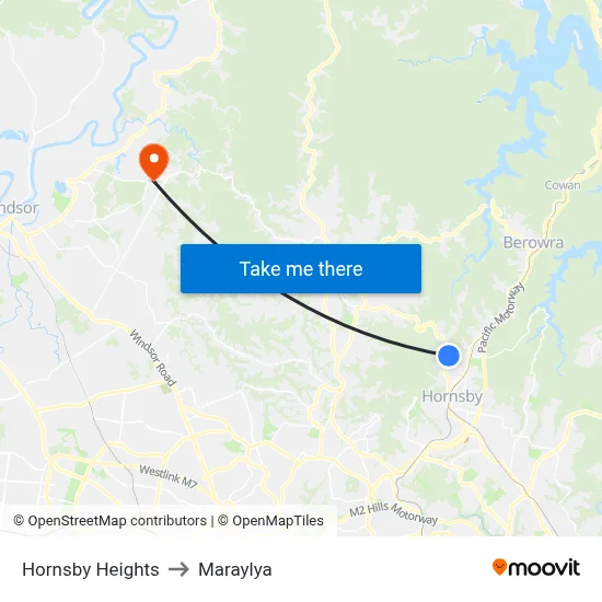 Hornsby Heights to Maraylya map