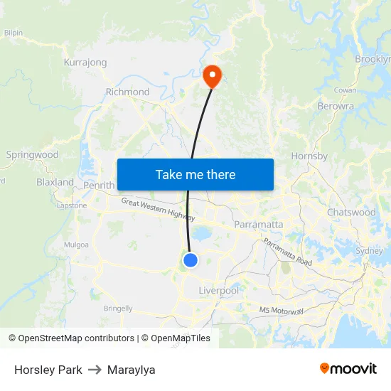 Horsley Park to Maraylya map