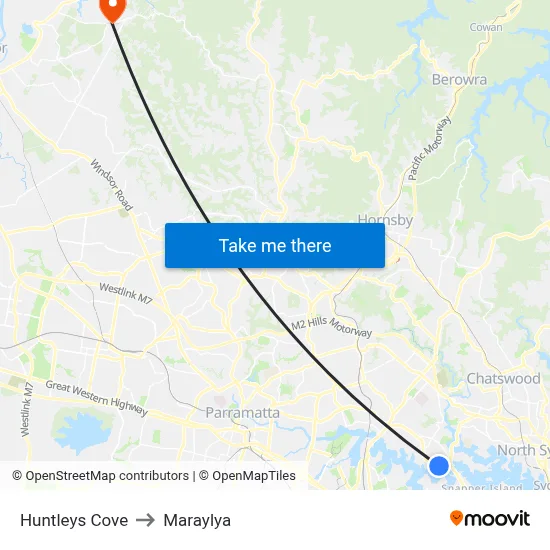 Huntleys Cove to Maraylya map