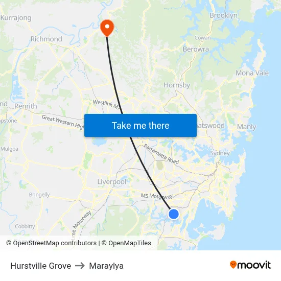 Hurstville Grove to Maraylya map
