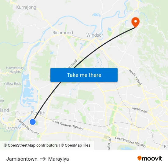 Jamisontown to Maraylya map