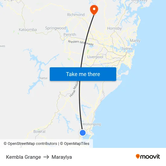 Kembla Grange to Maraylya map